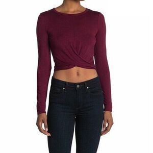 Socialite Maroon Long Sleeve Knot FrontTop Sz M‎